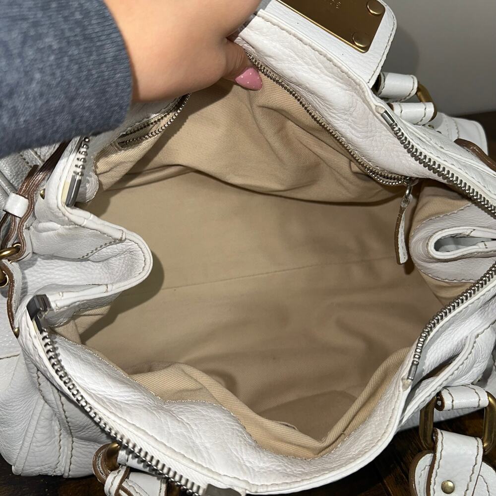 Chloe Paddington White Leather Satchel Bag Vintage Authentic - Picture 3 of 16